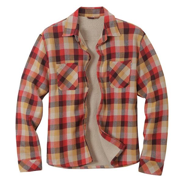 

men's jackets winter jacket plus size casual plush plaid print turn-down collar coat thicken long sleeve pocket 2021, Black;brown