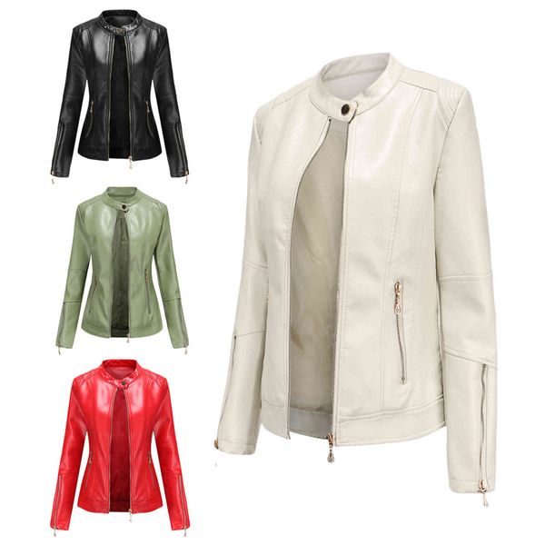 

women's leather & faux jaqueta de couro feminina com zÃ­per, jaqueta curta pu da moda para mulheres, primavera e outono, casaco man, Black