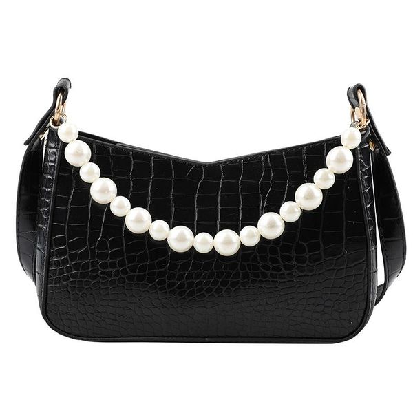 

spring baguette bag french western style pearl chain shoulder handbag purple underarm women's bags cross body