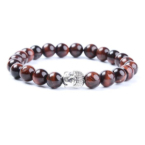 

beaded, strands 8mm red tiger stone buddha head bracelet natural stones beads set fashion accessories evil eye bracelets men bangle, Black