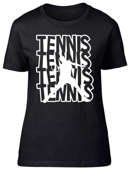 

cool tennis fitted womens ladies t shirt, White;black