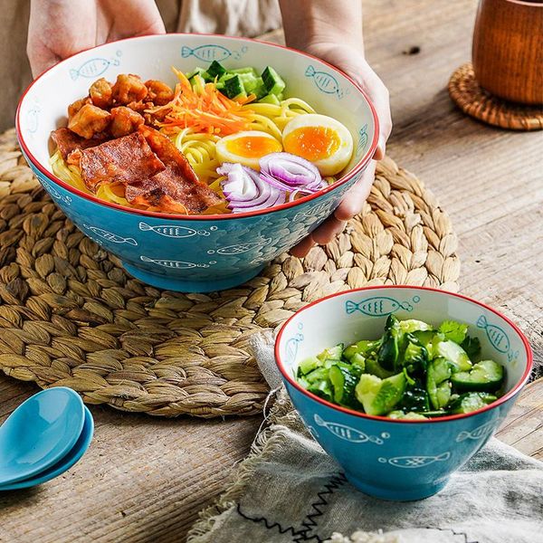 

japanese style creative bowl hand-painted ceramic household simplicity tableware rice salad noodle soup bowls