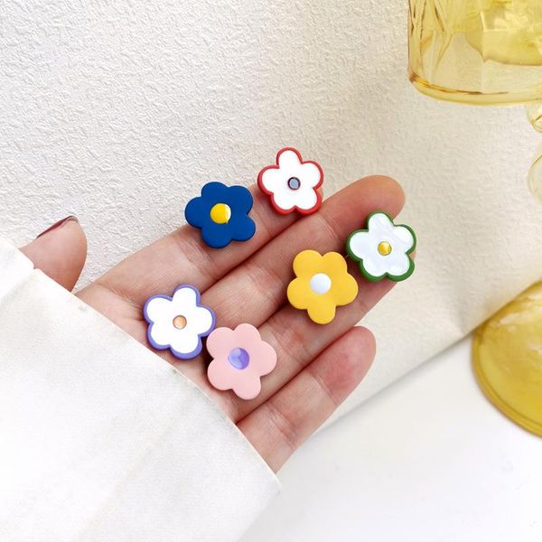 

stud cute flowers earrings for women girls pink daisy female korean fashion birthday jewelry gift accessories 2021 bff, Golden;silver