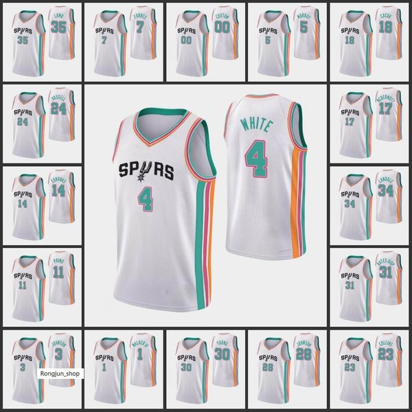 

screen print mens san basketball antonios derrick white dejounte murray drew eubanks anthony lamb tyler johnson spur 75th anniversary diamon, Black