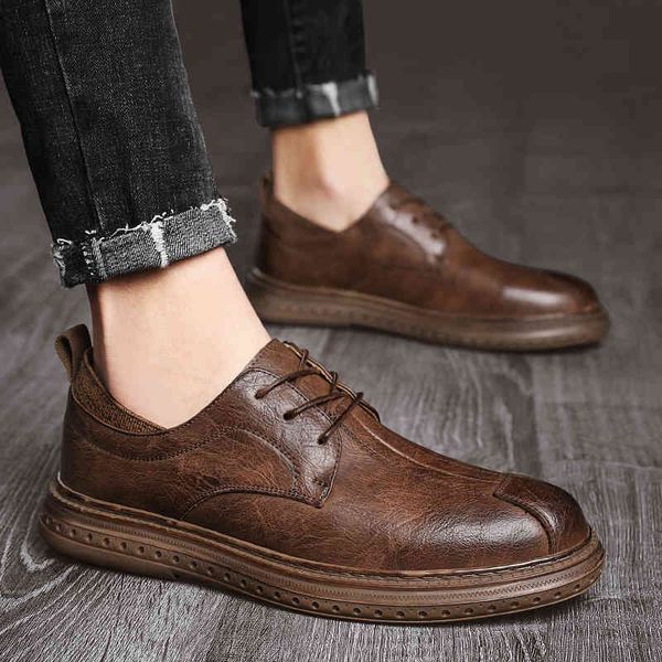 

dress shoes men leather fashion stylish design lace up men casual formal basic zapatos de hombre ruqd, Black