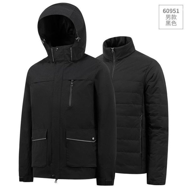 

men's down & parkas men coats 2021 winter jacket fashion 2 in 1 outwear thicken warm parka patchwork waterproof hood women, Black