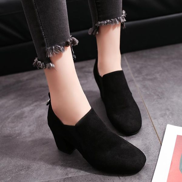 

boots 2021 women high heel booties fashion female high-heeled ladies comfortable solid square u22-11, Black
