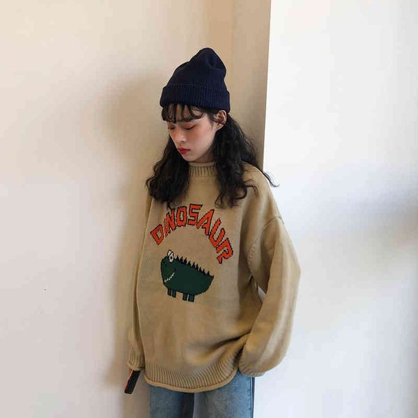 

sweater winter women's fashions vintage funny letter imprint the neck-print long jumper loose knitted or crocheted oversize, White;black