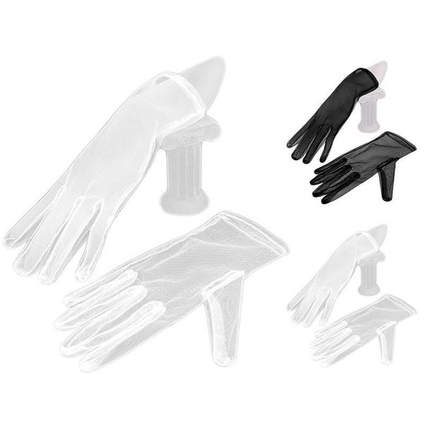 

bridal gloves lace short pure color wedding driving dress bride glove for women, White