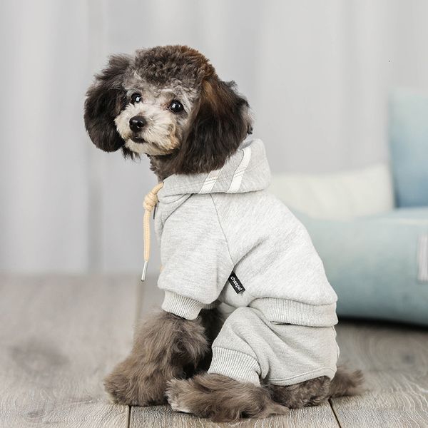 

clothing dog 2021 autumn and winter plush organic cotton sports hooded cute cat four legged clothes