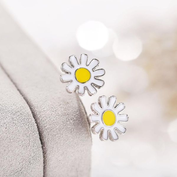 

earrings & necklace daisy flower pendant jewelry sets for wedding bridesmaids, brides, party prom ring kits female fashion, Silver