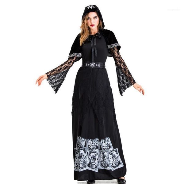 

costume accessories skeleton print scary vampire witch for halloween sorceress role playing cloaks suit hooded capes women1, Silver