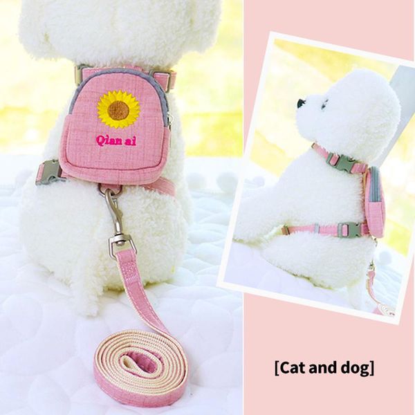 

dog collars & leashes harness small dogs personalized korean embroidered pets backpack teddy bichon leashs for cats breast straps chihuahua