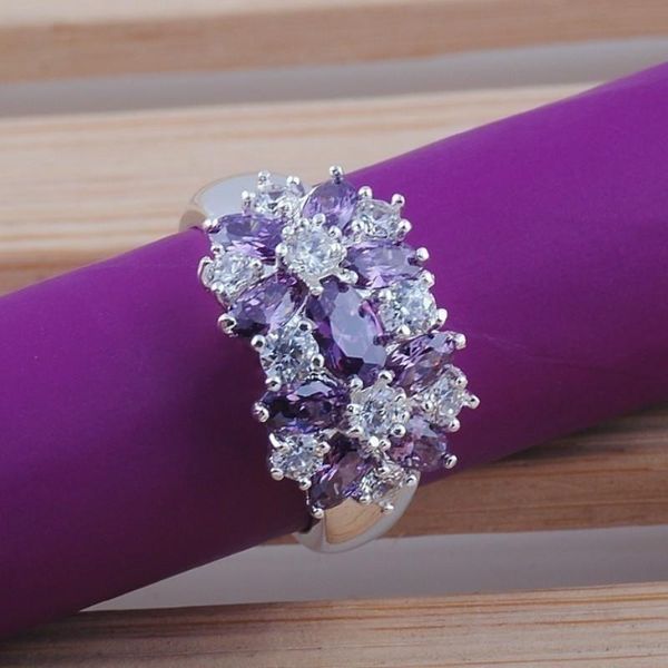 

cluster rings luxury women oval cut zircon for wedding engagement promise bridal set jewelry, Golden;silver