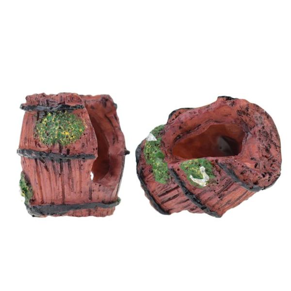 

aquarium fish tank decorations resin crafts mini retro barrel reproduction house shrimps fishes landscape ornaments pet product