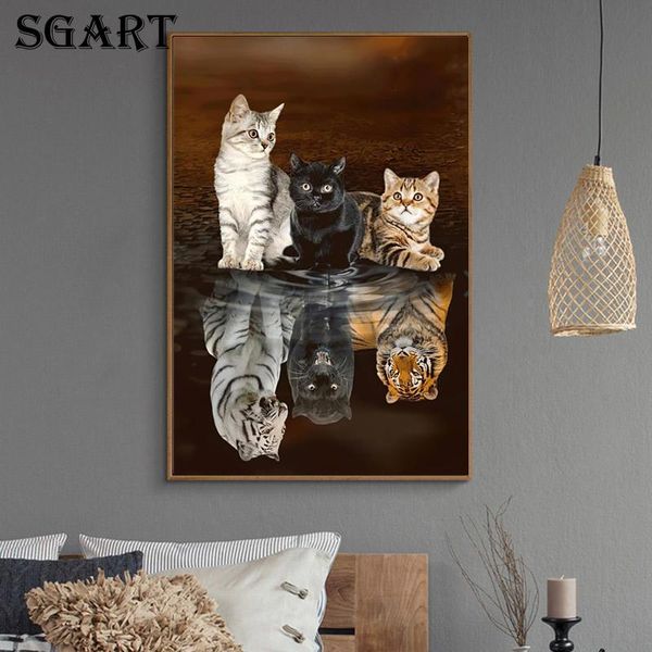 

paintings text animal canvas painting mindset is everything cat tiger posters and prints wall art pictures for living room home decor
