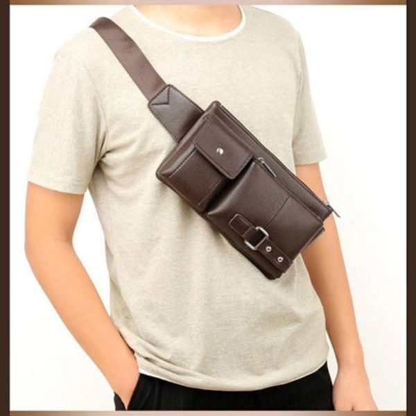

waist bags fashion mens leather chest cycle sling pack satchel shoulder bag packs purse belt