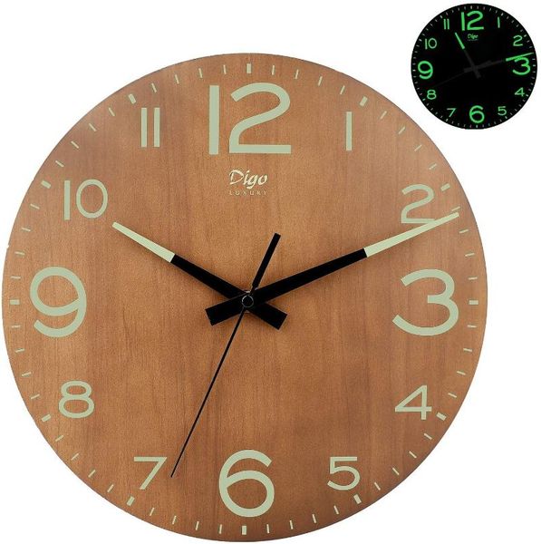 

other clocks & accessories wall clock luminous battery operated silent non-ticking wooden with night light large numbers decorative