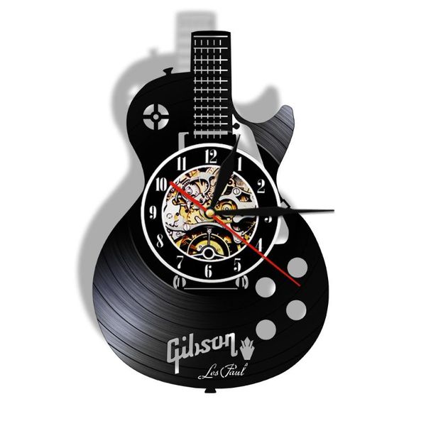 

wall clocks abstract guitar music art re-purposed record clock instrument guitarist home decor rock band members gift