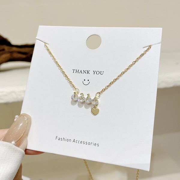 

chokers lovoacc temperament stainless steel number pendant necklace for women shiny cubic zircon love heart wedding jewellery, Golden;silver