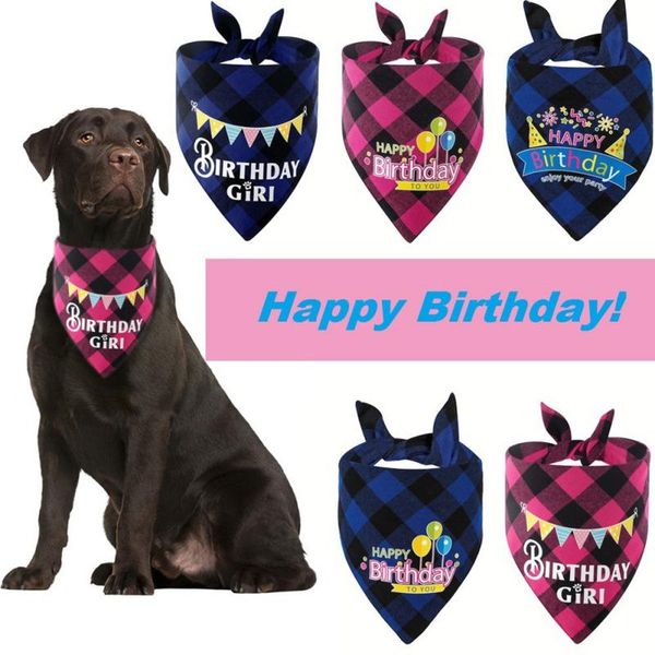 

dog apparel 15 colors pet birthday bandanas scarfs lattice bibs saliva towel cat kerchief grooming accessories neckerchief scarf