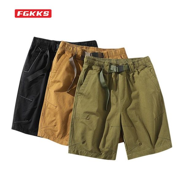 

men's shorts fgkks 2021 summer korean style trendy line decoration straight five-point sports male casual, White;black