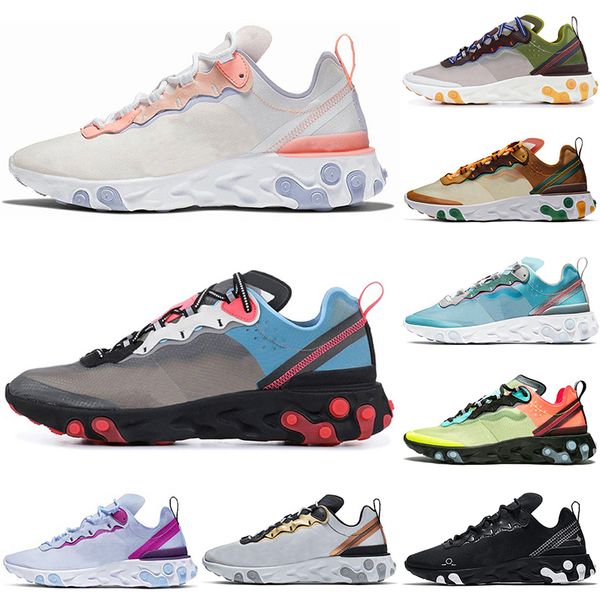 

running shoes 55 87 react element man woman triple black white anthracite sail dark grey solar red pale pink moss orange peel royal tint ran