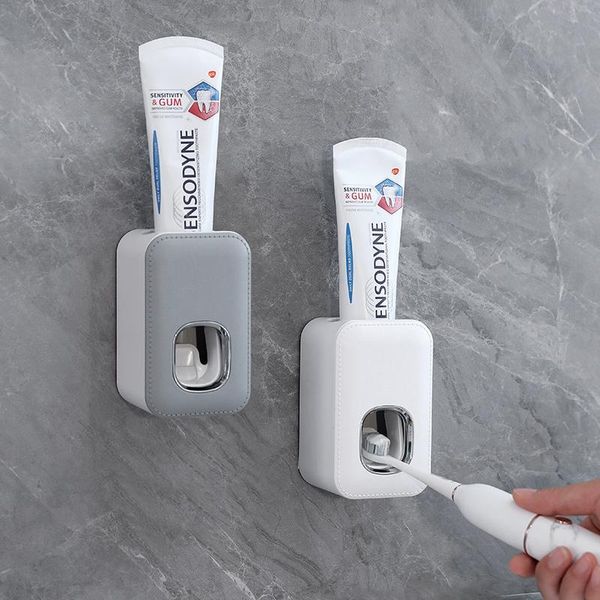 

toothbrush holders toothpaste dispenser wall mount automatic bathroom accessories squeezer dust-proof punching holder