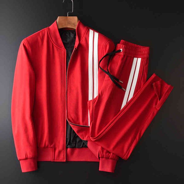 

tracksuit shirt mens sets ( sweatshirt+pants) luxury 100% cotton red sport stand collar male suits plus size 4xl slim fit man tracksuit, Gray