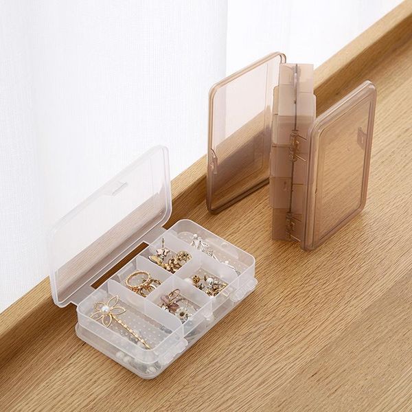 

girl earrings plate jewelry storage box practical double opening plastic case for bead rings display organizer boxes & bins