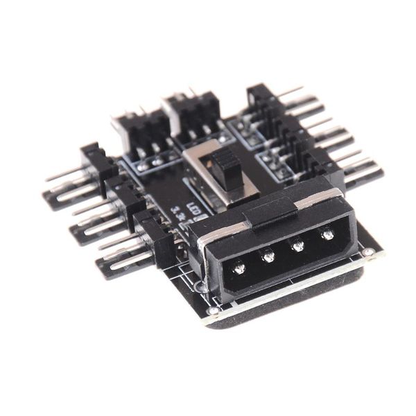 

computer cables & connectors 1 to 8 way splitter cooler cooling fan hub 3pin 12v power socket pcb adapter 2 level speed control pc ide molex