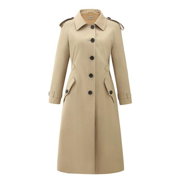 

women's trench coats women coat female 100% cotton single breasted star brand outerwear medium length arrive guesod, Tan;black