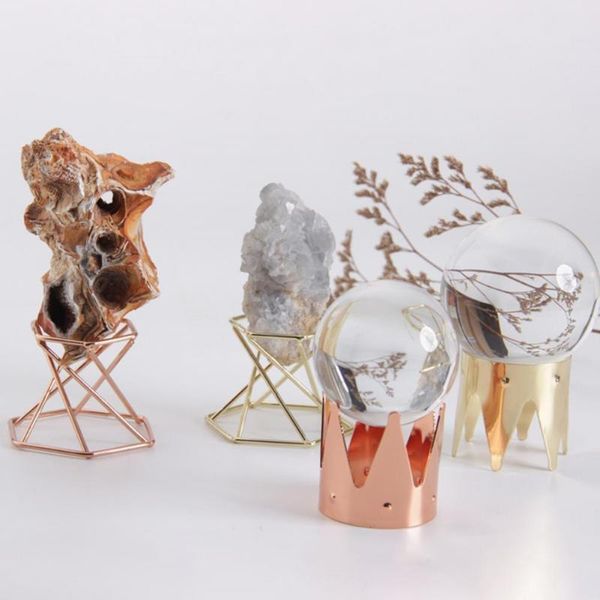 

candle holders lightweight high-quality mineral stone rack display stand metal base hard for crystal glass lens ball