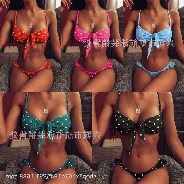 

the bikini xingcheng hanghang women's split swimsuit dot knot bikini, White;black