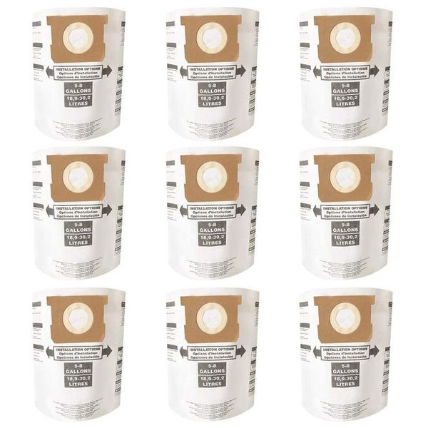 

vacuum cleaners pack of 9 replacement filter bags for shop vac 5-8 gallon disposable collection
