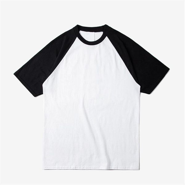 

men's t-shirts rainbow touches blank round neck white men cotton raglan sleeve t shirt, White;black