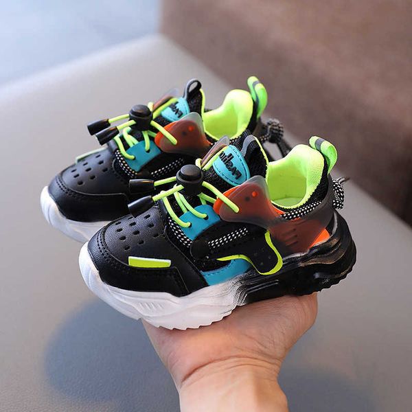 Spring Kids Children Orange Black Casual Sneakers For Little Boys Girls Respirável Jazz Hip hop Dance Sports Running Shoes New G1025