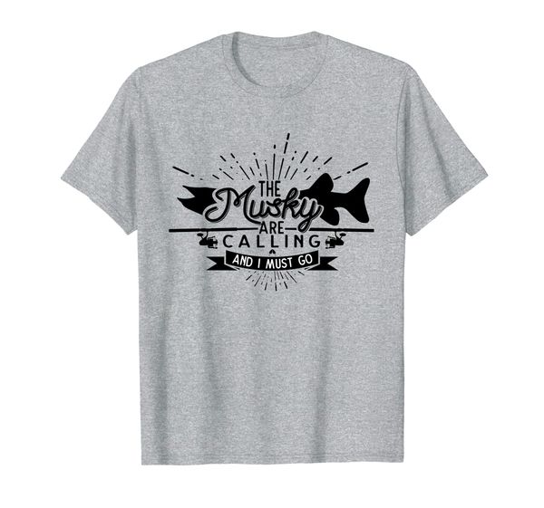 

the musky are calling fishing t-shirt, White;black