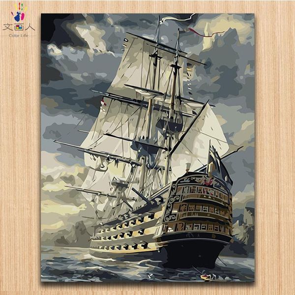 

paintings sailboat seascape waves painting pictures by numbers with paint colors modren simple canvas for hoom decoration