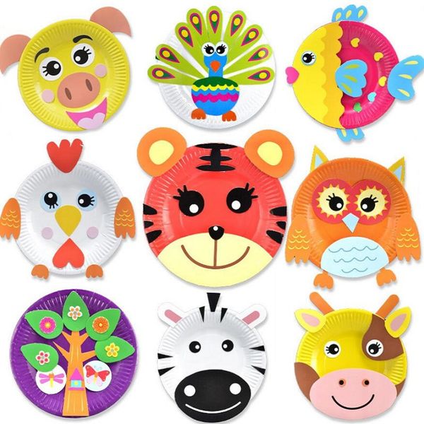 

2pcs children s paper tray hand - made paper tray painting creative toys kindergarten creative diy paste material package zxh