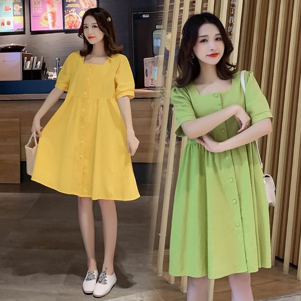 

maternity dresses 6051# clothes summer cotton solid color loose stylish dress for pregnant women pregnancy, White