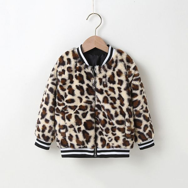 

spring and autumn leopard print girls' small coat leisure short women's top, White