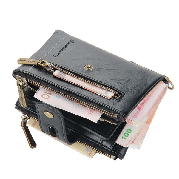 

fashion 2021 men pu leather wallet short slim male purses money holders bag wallets, Red;black