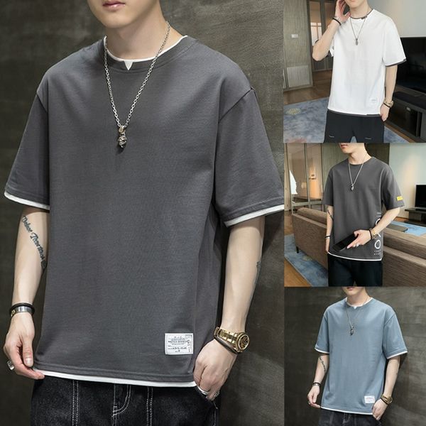 

men's t shirts short sleeve 2021 summer trend loose fashion pullover round neck top, White;black