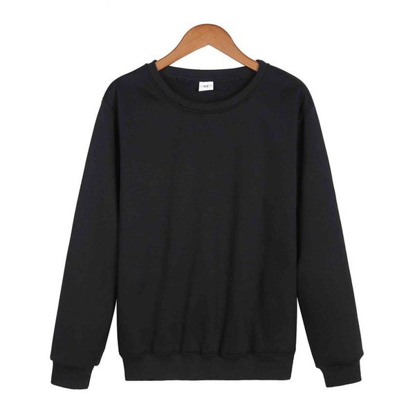 

men's solid color pullover sweater fce long sve et round neck sweater, Black