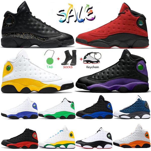 

13s basketball shoes men women jumpman 13 court purple reverse bred obsidian hyper royal university gold del sol playground trainers sports, White;red