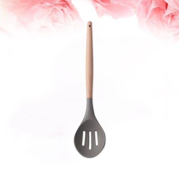 

spoons silicone soup colander with wooden handles heat-resistant kitchen utensil premium beech wood laddle home cooking utensils