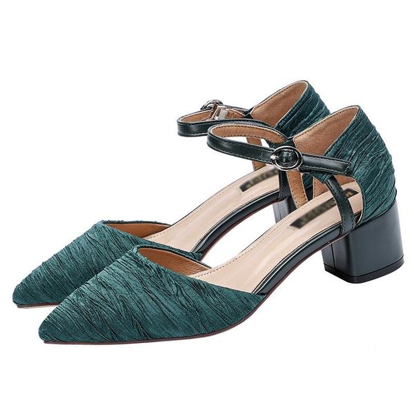 

dress shoes ladies banquet shoe cover heel point toe buckle belt women high heels, Black