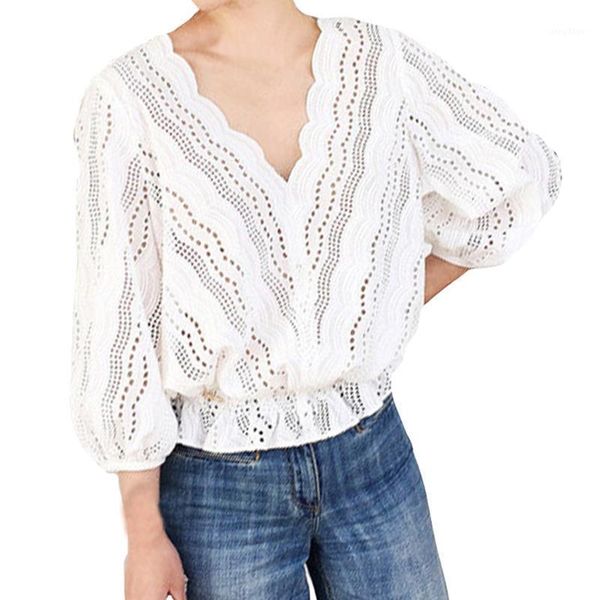 

plus size womens and blouses summer floral print v neck blouse korean fashion clothing blusas mujer de moda t24 women's & shirts, White