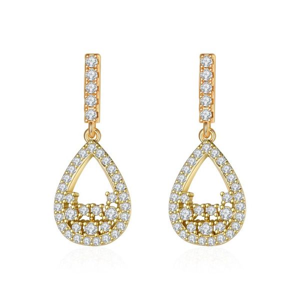 

dangle & chandelier elegant drop-shaped hollow earrings female inlaid stone gift fashion and generous refinement, Silver